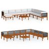 vidaXL Conjunto de jard&iacute;n de 9 piezas con cojines, madera color crema, acacia y cuerda