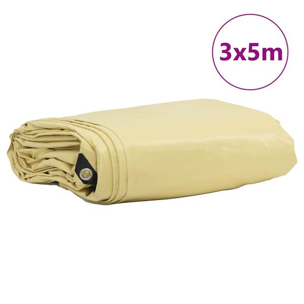 vidaXL Lona 650g / m² Beige 3 x 5 m Lona con recubrimiento de PVC