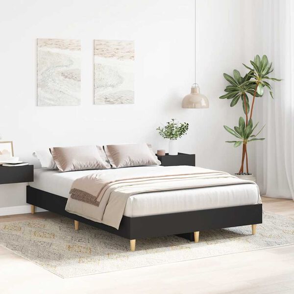 vidaXL Estructura de cama sin colch&oacute;n negra 120x190 cm madera