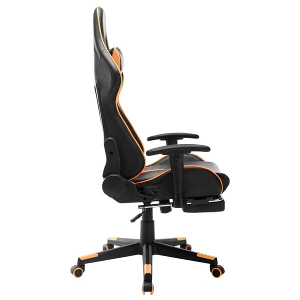 vidaXL Silla de gaming con reposapi&eacute;s cuero sint&eacute;tico negro y naranja