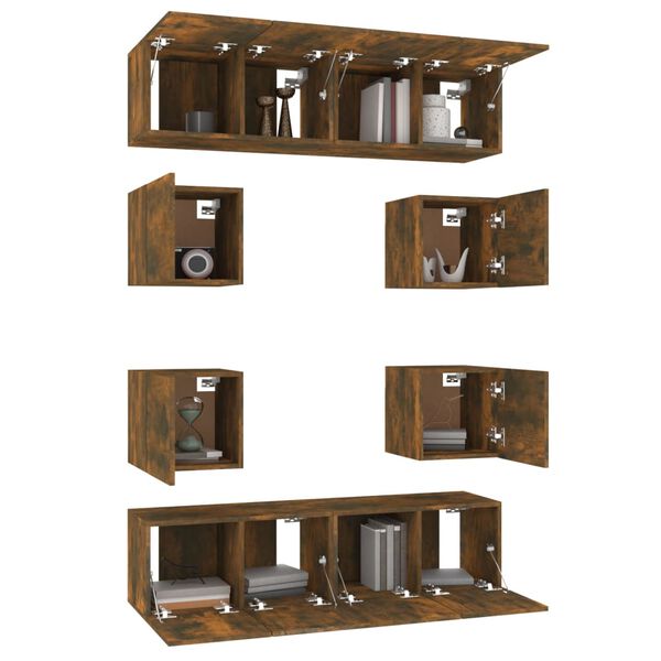 vidaXL Set de muebles de TV 8 pzas madera contrachapada roble ahumado