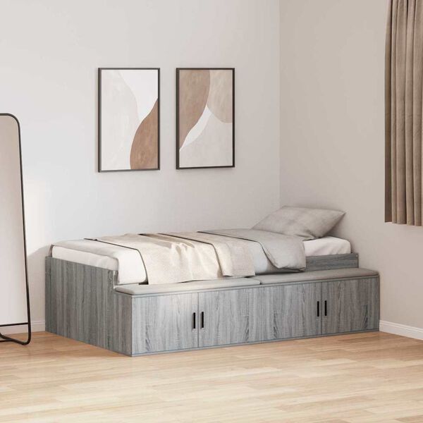 vidaXL Estructura de cama Gris Sonoma 90 x 190 cm Madera contrachapada
