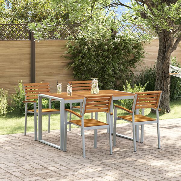 vidaXL Conjunto de Comedor de Jardín 5 pcs Gris y marrón