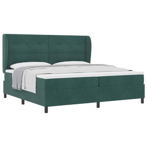 vidaXL Cama tipo Box Spring Verde oscuro 200 x 200 cm Poli&eacute;ster