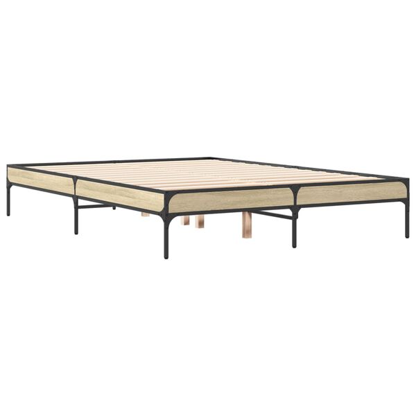 vidaXL Estructura cama madera ingenier&iacute;a metal roble Sonoma 140x190 cm
