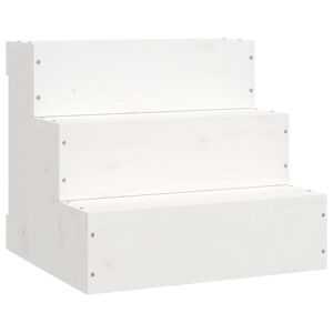 vidaXL Escalera para mascotas madera maciza pino blanco 40x37,5x35 cm