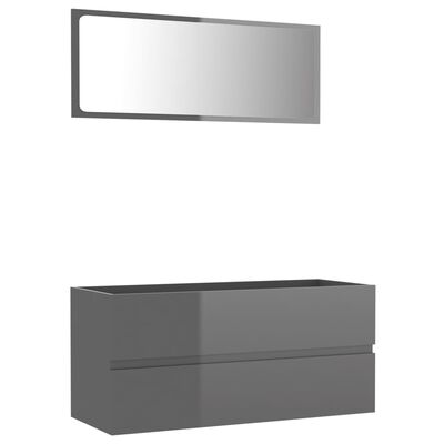 vidaXL Set muebles de baño 2 piezas madera de ingeniería gris brillo