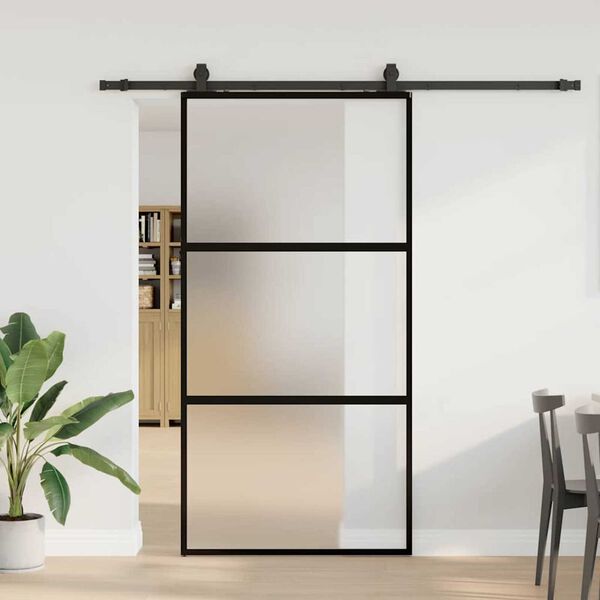 vidaXL Puerta corredera herrajes negro 102,5x205 cm vidrio templado
