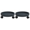 vidaXL Soporte para plantas con ruedas 2 uds gris di&aacute;metro 34 cm 35 kg