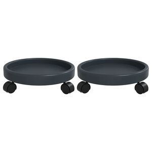 vidaXL Soporte para plantas con ruedas 2 uds gris di&aacute;metro 34 cm 35 kg