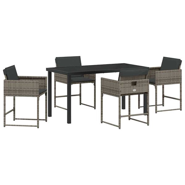 vidaXL Conjunto de Comedor de Jard&iacute;n 5 pcs Gris rat&aacute;n sint&eacute;tico