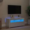 vidaXL Mueble de TV con luces LED blanco brillante 90x35x40 cm