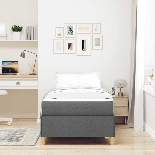 vidaXL Cama tipo Box Spring Blanco, Gris oscuro, Marrón y Gris oscuro