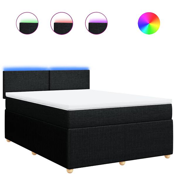 vidaXL Cama box spring con colch&oacute;n tela negro 160x200 cm