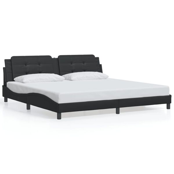 vidaXL Estructura de cama sin colch&oacute;n Zadar cuero sint&eacute;tico negro 200x200 cm