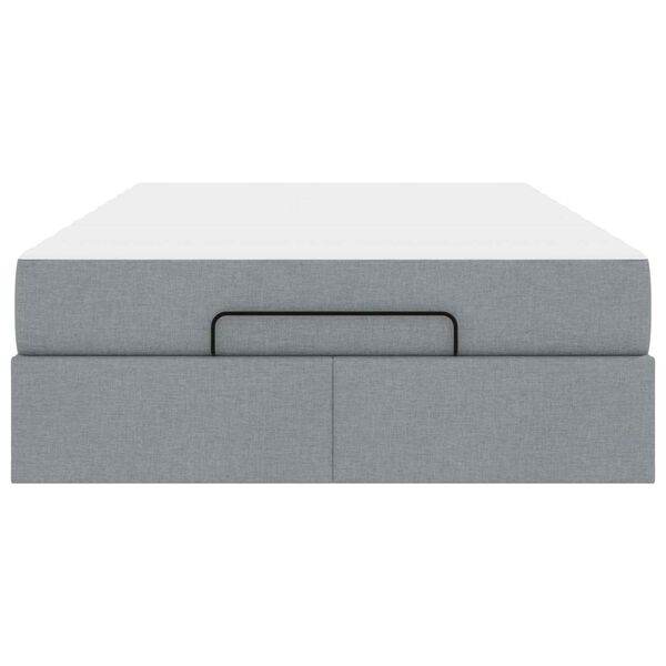 vidaXL Estructura de cama con colch&oacute;n 2 pcs Gris claro tela