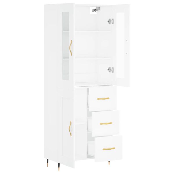 vidaXL Aparador alto madera contrachapada blanco 69,5x34x180 cm