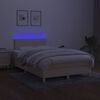 vidaXL Cama box spring con colch&oacute;n y LED tela crema 120x200 cm