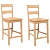 vidaXL Taburetes de bar 2 uds madera maciza natural caucho