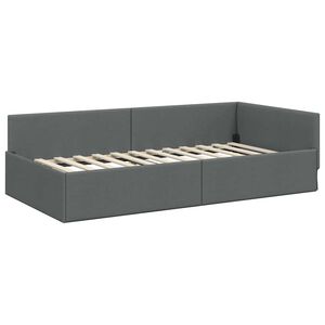 vidaXL Estructura de cama en esquina Gris oscuro 100 x 203 cm tela