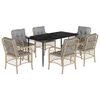 vidaXL Set comedor de jard&iacute;n 7 pzas con cojines rat&aacute;n sint&eacute;tico beige