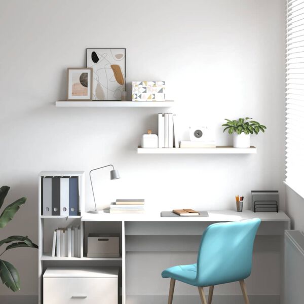 vidaXL Estante flotante de pared MDF roble y blanco 80x23,5x3,8 cm