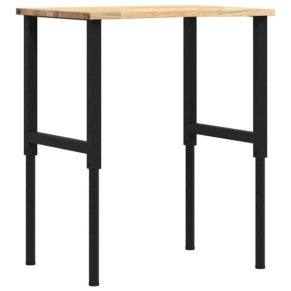 vidaXL Banco de trabajo madera maciza de roble 80x60x(71,5-98) cm