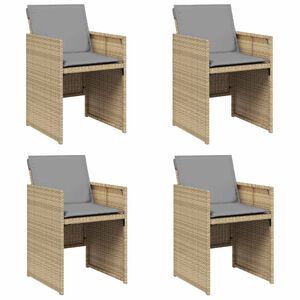 vidaXL Sillones jard&iacute;n con cojines 4 uds rat&aacute;n sint&eacute;tico beige mezcla