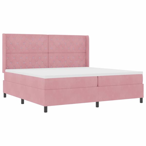 vidaXL Cama tipo Box Spring con colch&oacute;n Rosa 200 x 200 cm Terciopelo
