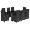 vidaXL Set de comedor de jard&iacute;n 9 pzas y cojines rat&aacute;n sint&eacute;tico negro