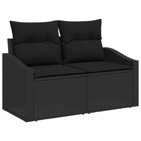 vidaXL Conjunto de sof&aacute; de jard&iacute;n 5 pcs Negro Polirat&aacute;n