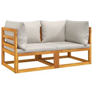 vidaXL Sof&aacute;s modulares esquina 2 uds madera acacia cojines gris claro