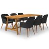 vidaXL Juego de comedor para jard&iacute;n de 7 piezas negro