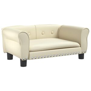 vidaXL Cama para perros de cuero sint&eacute;tico crema 70x45x30 cm