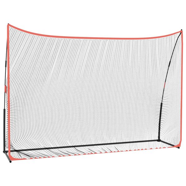 vidaXL Red de entrenamiento golf poliéster negro y rojo 305x91x213 cm