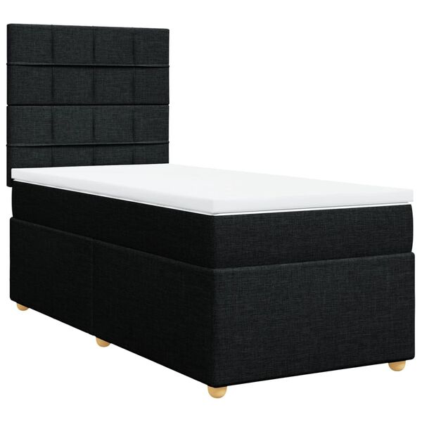 vidaXL Cama box spring con colch&oacute;n tela negro 100x200 cm