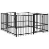 vidaXL Parque de juego para perros al aire libre Negro Acero