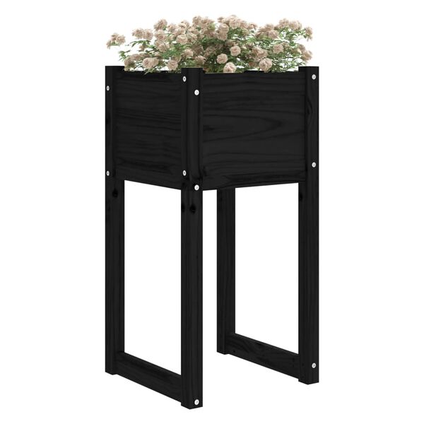 vidaXL Jardinera 2 unidades madera maciza de pino negro 40x40x81 cm