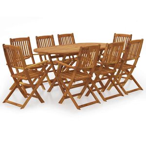 vidaXL Set comedor de jard&iacute;n plegable 9 piezas madera maciza de acacia