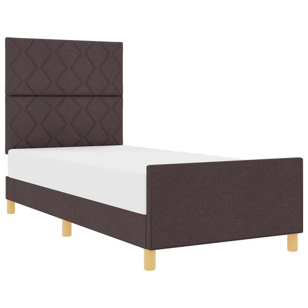 vidaXL Estructura de cama con cabecera Marr&oacute;n oscuro 100 x 200 cm tela