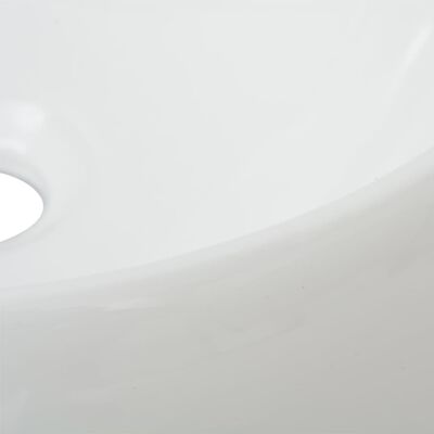 vidaXL Lavabo de baño redondo con grifo mezclador cerámica blanco