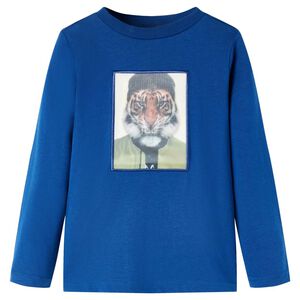 Camiseta infantil de manga larga azul oscuro 128