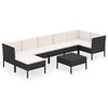 vidaXL Set de muebles de jard&iacute;n 8 pzas y cojines rat&aacute;n sint&eacute;tico negro