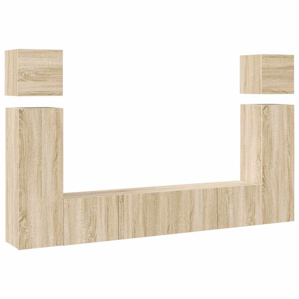 vidaXL Set de muebles sal&oacute;n TV 8 pzas madera ingenier&iacute;a roble Sonoma