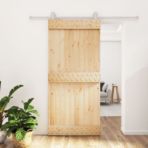vidaXL Puerta corredera con herrajes madera maciza de pino 95x210 cm