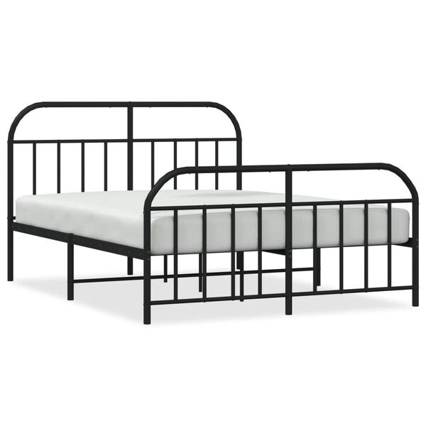 vidaXL Estructura cama sin colchón con estribo metal negro 140x190 cm