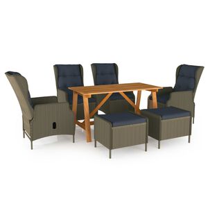 vidaXL Juego de comedor para jard&iacute;n 7 piezas marr&oacute;n