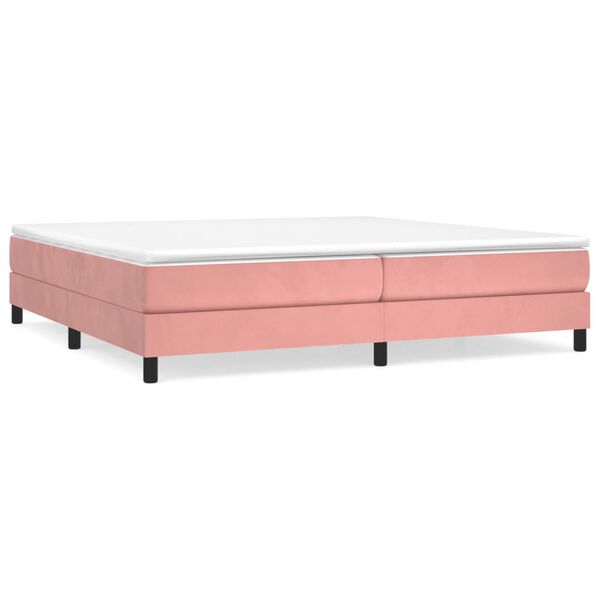 vidaXL Cama box spring con colchón terciopelo rosa 200x200 cm