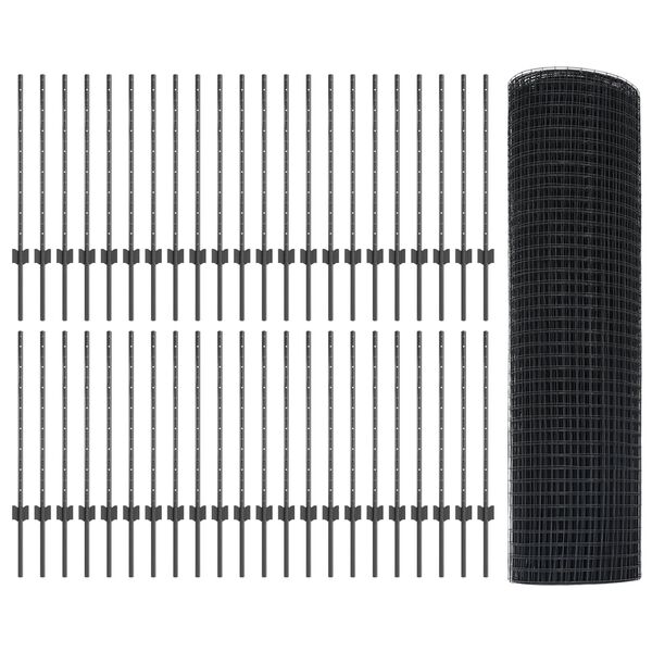 vidaXL Valla con Poste Gris 0,8 x 100 m Acero y PVC