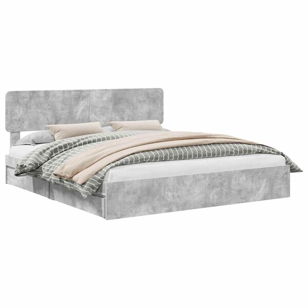 vidaXL Cama con almacenamiento con cabecera Gris Concreto 200 x 200 cm